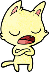 talking cat with crossed arms