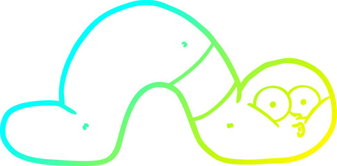 cold gradient line drawing of a cartoon worm