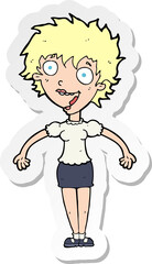 sticker of a cartoon excited woman