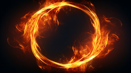 Mesmerizing Rotating Fire Rings: Dynamic Circle Flames Effect on Transparent Background - Abstract Motion Burning with Vibrant Heat and Energy.
