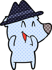 laughing bear cartoon wearing hat