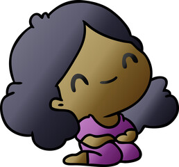 gradient cartoon illustration of a cute kawaii girl
