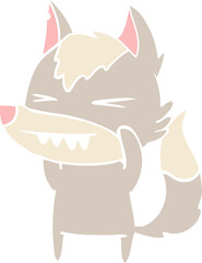 angry wolf flat color style cartoon