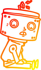 warm gradient line drawing of a cartoon robot