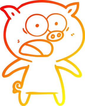 recommend clip art: warm gradient line drawing of a cartoon pig shouting