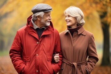  old couple in autumn park
