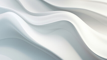 Obraz na płótnie Canvas Abstract satin white waves design with smooth curves and soft shadows on clean modern background. Fluid gradient motion of dynamic lines on minimal backdrop