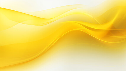 Abstract satin yellow waves design with smooth curves and soft shadows on clean modern background. Fluid gradient motion of dynamic lines on minimal backdrop