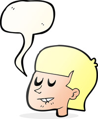freehand drawn speech bubble cartoon man biting lip