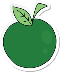 sticker of a quirky hand drawn cartoon apple