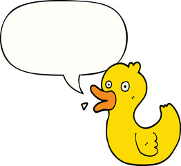 cartoon quacking duck with speech bubble