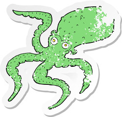retro distressed sticker of a cartoon octopus