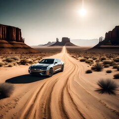 car in the middle of the desert