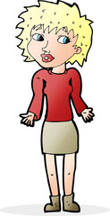cartoon woman shrugging shoulders