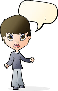 recommend clip art: cartoon woman shrugging shoulders with speech bubble
