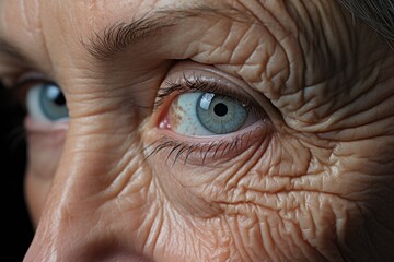 close up of  old womwn eye