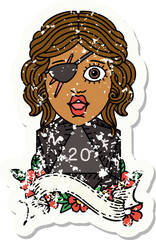 Retro Tattoo Style human rogue with natural twenty dice roll