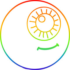 rainbow gradient line drawing of a cartoon eyeball