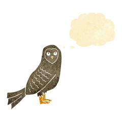 cartoon owl with thought bubble