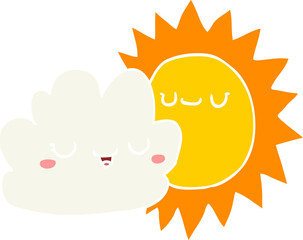 flat color style cartoon sun and cloud