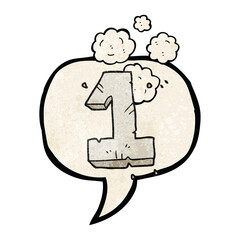 freehand speech bubble textured cartoon stone number one