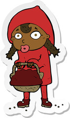 sticker of a little red riding hood cartoon