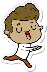 sticker of a happy cartoon man