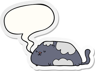 cartoon cat with speech bubble sticker