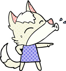 howling wolf in dress cartoon