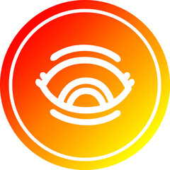 staring eye circular icon with warm gradient finish