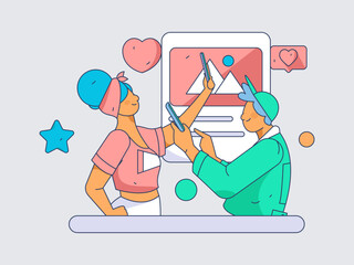 Business People Flat Vector Concept Operation Hand Drawn Illustration
