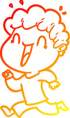 warm gradient line drawing of a cartoon happy man