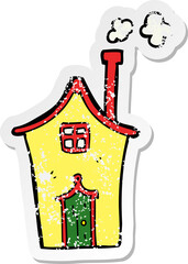 distressed sticker of a cartoon house
