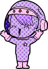 cartoon laughing astronaut girl