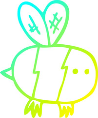 cold gradient line drawing of a cartoon bee