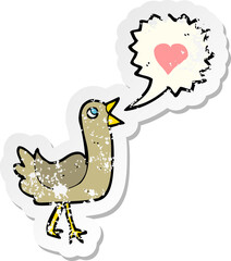 retro distressed sticker of a cartoon singing bird
