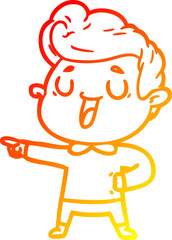 warm gradient line drawing of a happy cartoon man