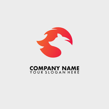 Creative modern illustration fire flames fox logo sign icon design vector.