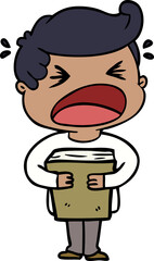 cartoon shouting man with book