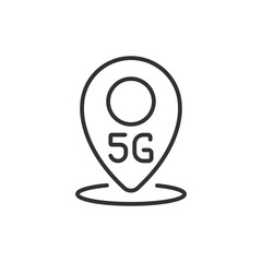 5G Location Marker icon line design. 5g, location, marker, icon, mobile, wireless, technology vector illustration.5G Location Marker editable stroke icon.