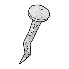 freehand textured cartoon old bent nail