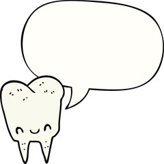 cartoon tooth with speech bubble