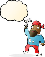 cartoon pirate with thought bubble