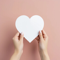 Woman hands holding white paper heart shape, Paper note for Happiness moment, Health care, Birthday card, Anniversary, Donate, Hope, Kindness, Valentine's day concept, Generative AI.
