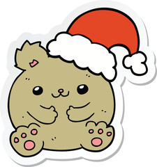 sticker of a cute cartoon christmas bear