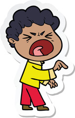 sticker of a cartoon furious man