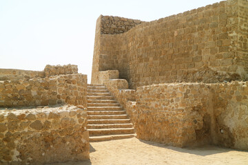 Inside the Ancient Bahrain Fort, UNESCO World Heritage Site in Manama, Capital City of Bahrain