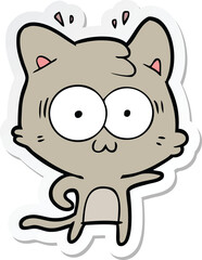 Fototapeta premium sticker of a cartoon surprised cat