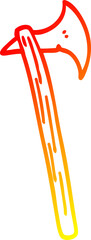 warm gradient line drawing of a cartoon long axe
