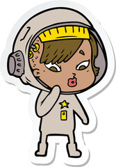 sticker of a cartoon astronaut woman
